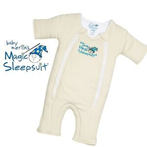 Baby Merlins Magic Sleepsuit, Small 3-6 Months Swaddle Transition White, Cream